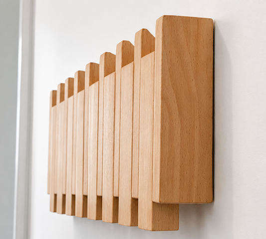 Piano Hook empty, hooks folded flat against the wall