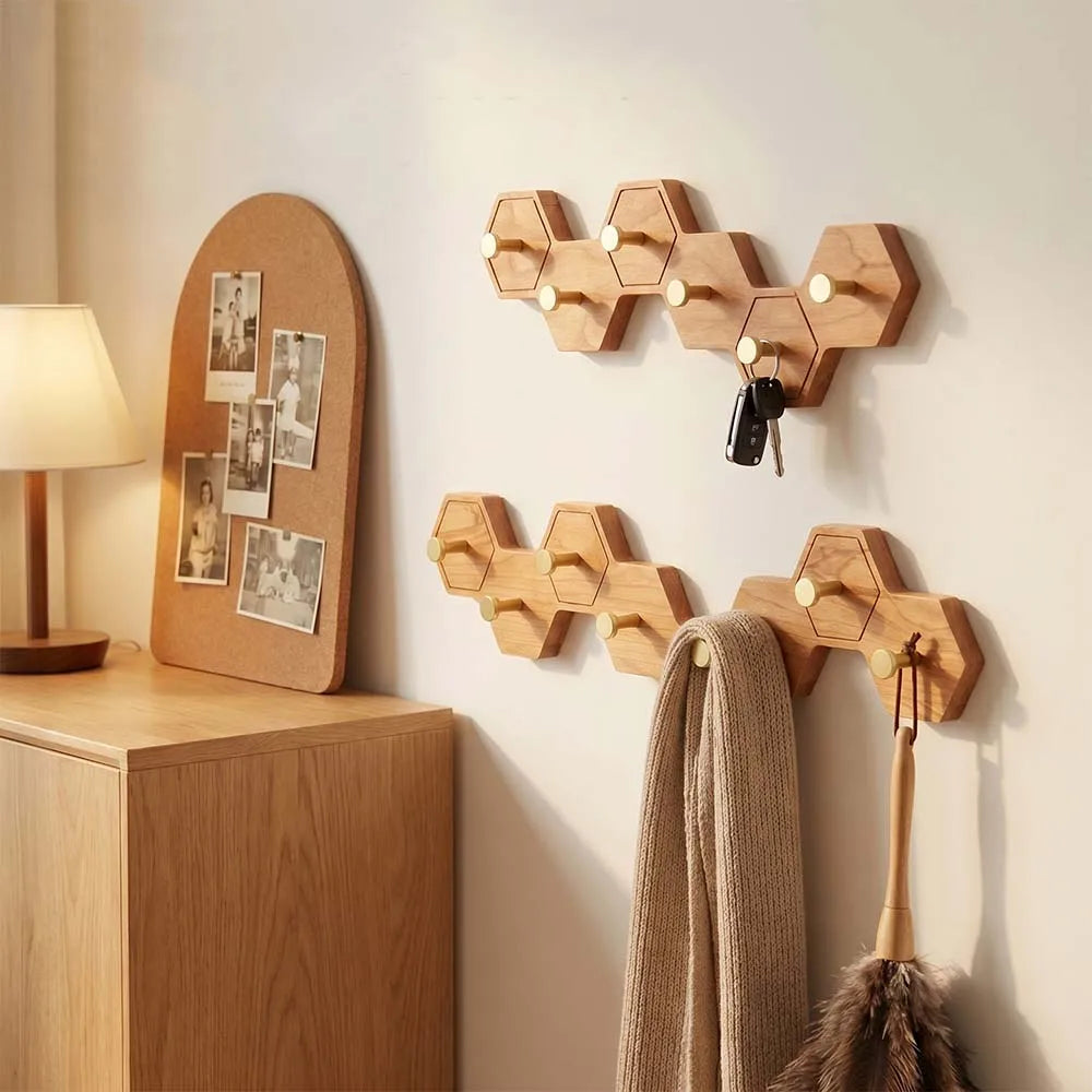 Four hook honeycomb wall rack