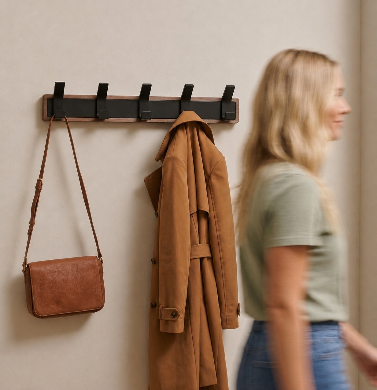 Whare Dual Hook wall-mounted timber coat hook, view 7 — Wood Store NZ