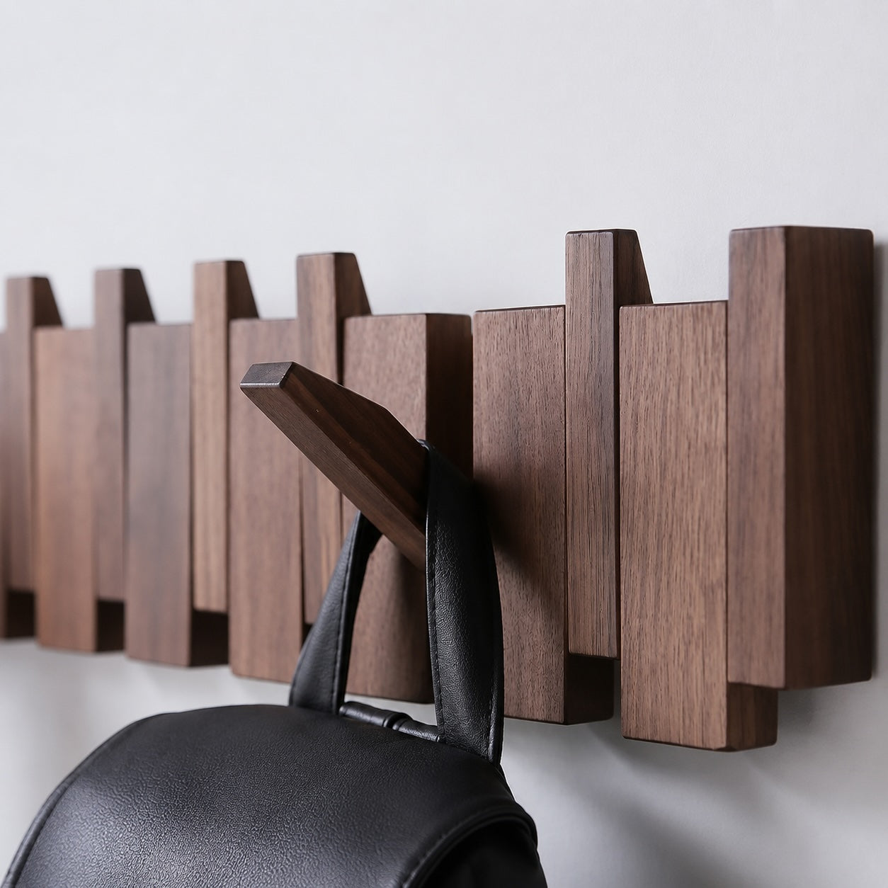 The Piano Hook folding walnut coat rack, view 8 — Wood Store NZ